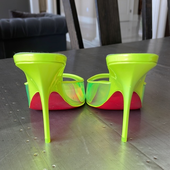 Christian Louboutin just arch 100mm fluo yellow neon stiletto sandal sz 39.5 - Picture 8 of 13